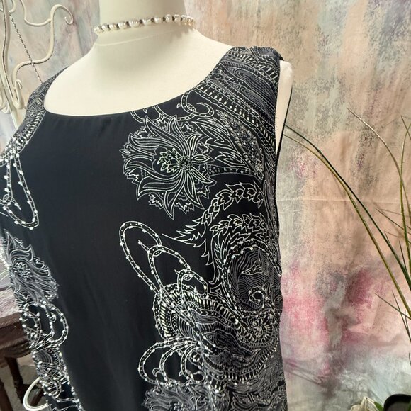 VTG 📌 Eva Blue Sleeveless 1920's Themed Beaded Asymmetrical Cocktail Dress - Picture 3 of 15